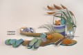 New Colors - Beach Scene with Bucket of Shells - Metal Wall Art